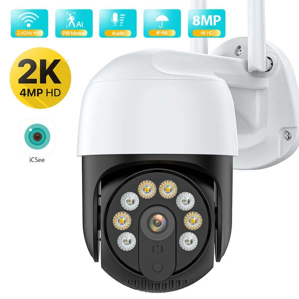 Cámara IP inalámbrica para exteriores, videocámara PTZ de 8MP, 4K, HD, WIFI, IA, seguimiento automático, seguridad CCTV, 1080P, Onvif, cámara de videovigilancia Icsee