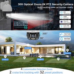 Caméra IP 8MP 4K IP 30X Zoom PTZ DOME CAMERIE DE SOIX EXTÉRIEUR 2.4 / 5G WiFi Poe Camera Security Tracking Auto Zoom Surveillance Camera