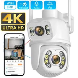 8MP 4K PTZ Wifi Cámara IP IP Protección de seguridad Dual Security AI Human Human Monitor impermeable CCTV Camera de vigilancia de CCTV