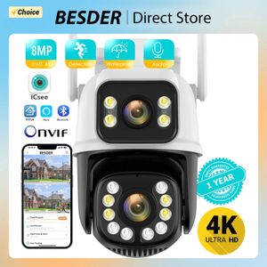 8MP 4K PTZ WiFi IP Camera Beveiligingsbescherming Dual Lens Screen Color Night Vision Auto Track CCTV Surveillance Camera ICSEE App 240419