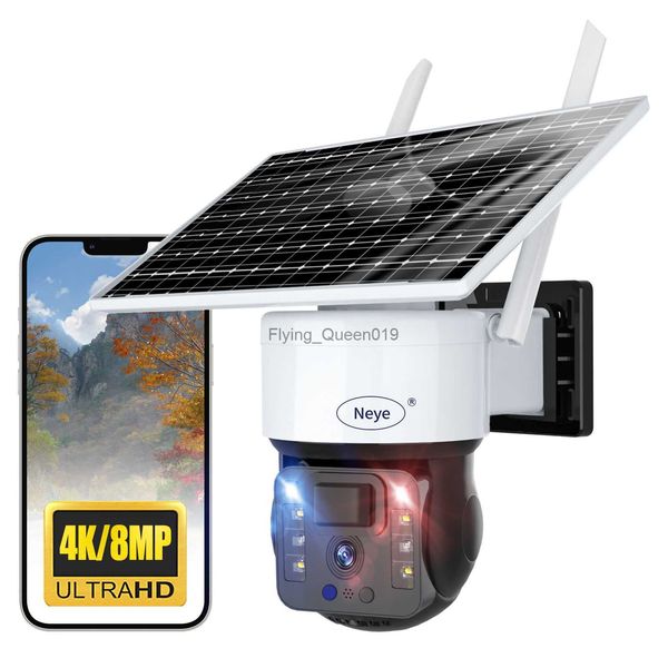 Caméra de sécurité solaire extérieure à batterie rechargeable sans fil 8MP / 4K, audio bidirectionnel, caméra de surveillance étanche à la pluie IP66 HKD230812