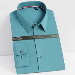 8N82 Chemises habillées pour hommes hommes Long Slet léger Strech Bamboo-Fibre Shirts sans qualité de poche CHAMPS SMART CASUSTROY