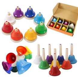 8Note Hand Bell kinderen muziek speelgoed regenboog percussie -instrument set 8tone roterende rammelaar beginner educatief geschenk 220817