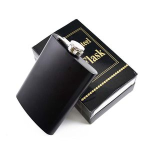 8oz HIP-kolven Roestvrij staal Zwart Alcohol Liquor Whisky Flask Camp Outdoor Draagbare Drinkwaren Fles