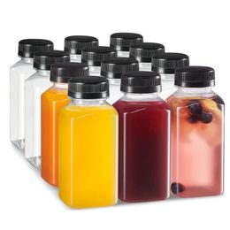 Botellas de plástico de 8 oz con tapas pequeños recipientes de jugo con tapas para refrigerador botellas de agua recargables vacías reutilizables 240314