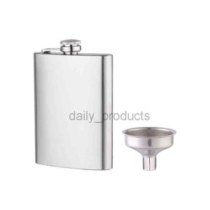 8oz Portable Stainless Steel Hip Flask Flagon Whiskey Wine Pot Leather Cover Bottle Funnel Travel Tour Drinkware Wine Cup VTMEB1704