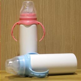 8 oz Sublimation Biberon en acier inoxydable Sippy Cup avec poignée de tétine 8 oz biberon blanc incassable pour sublimat Jmth