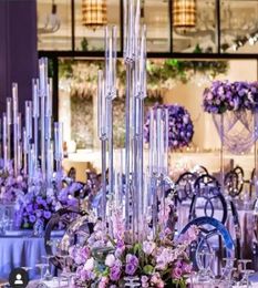 8pcs 10 têtes titulaires mariage décoration pièce maîtresse candélabre clair bougeoir acrylique chandeliers pour mariages événement fête 3583481