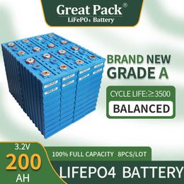 8 pièces 3.2V 200Ah Grade A batterie au Lithium LiFePO4 Rechargeable Cycle profond longue durée de vie batterie portable solaire
