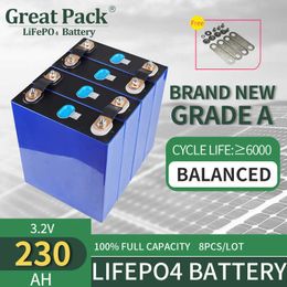 8 pièces 3.2V 230Ah 100% pleine capacité tout nouveau grade A LiFePO4 batterie rechargeable batterie au lithium-ion à Cycle profond