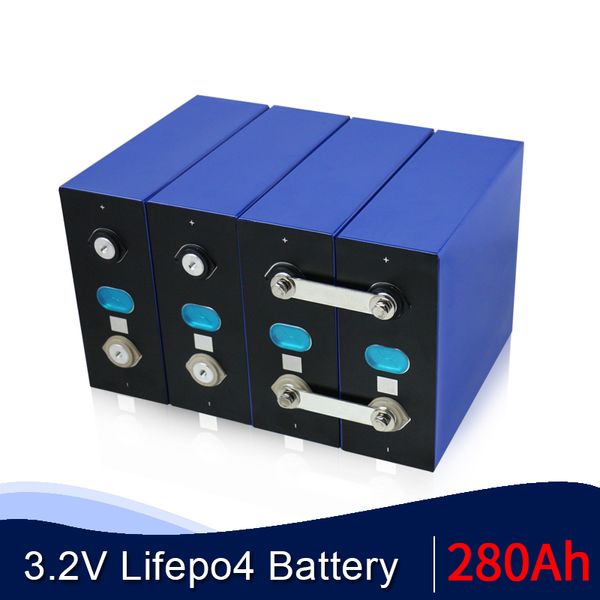 8PCS 3.2V 280Ah LiFePO4 Paquete de batería recargable de litio para 12V 24V Sistema solar Camping RV Baterías hechas 560AH