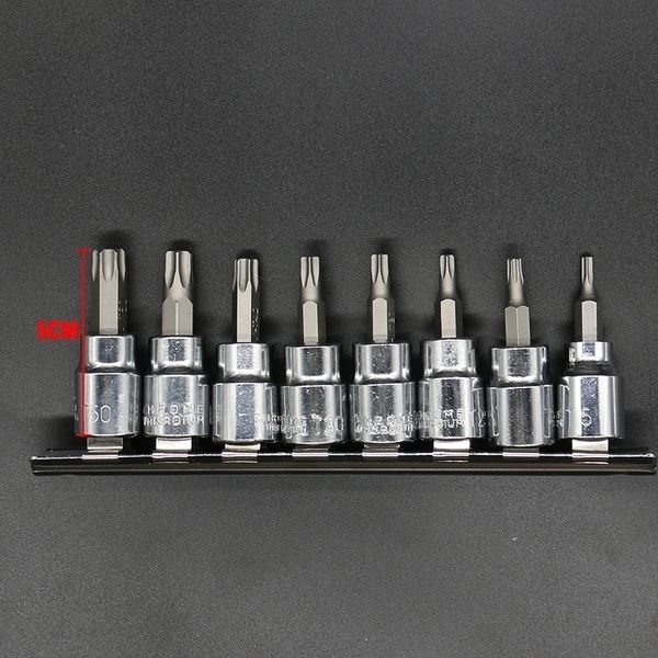 8 unids 38 pulgadas Torx Bit Socekt Set Adaptador Allen Key Spline Bits Cabeza universal para llave de torsión Llave de trinquete Y200323