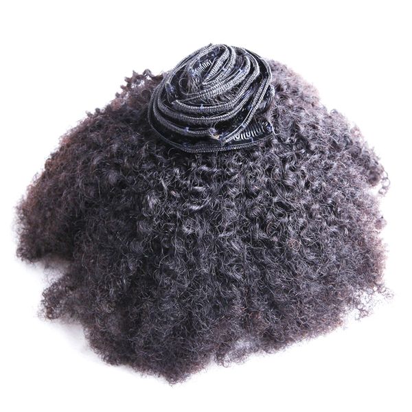 8pcs Afro Kinky Curly Clip dans les extensions de cheveux humains Naturel Noir Mongol Remy Hair Clip Ins 100g curly clip in extensions de cheveux humains