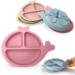 8 stuks baby siliconen servies effen kleur zuigelingenvoeding set geboren slabbetje peuter gerechten plaat sucker kom mini lepel babyartikelen 240102