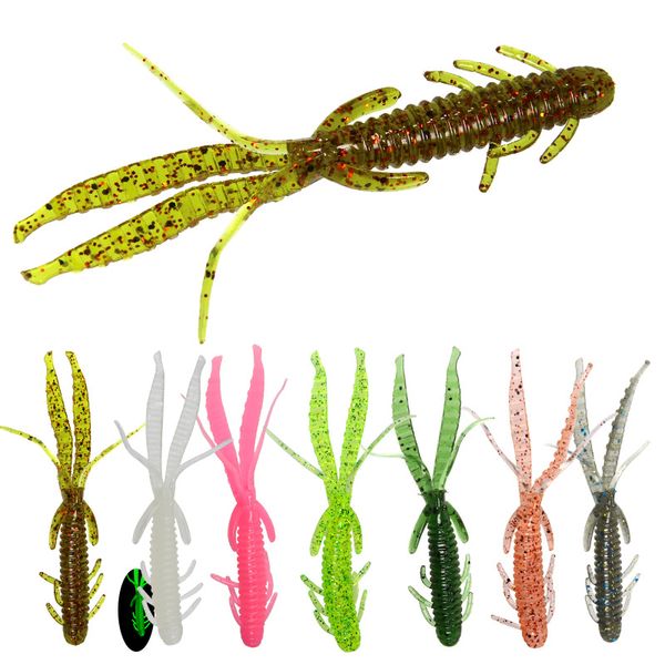 8 pièces/sac 75mm 2g Jig crevettes appâts souples Silicone sel odeur leurres de pêche doux Wobblers appâts basse artificielle