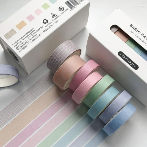 8pcs Decoration Basic Washi Tape Diy Scrapbooking Stick Journal Planners Stickers Masking School Office Hand Account Gift Wrap Gift