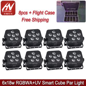 8pcs battery uplights 6x18W RGBWA UV 6in1 LED par light wireless DMX wedding Djs Akku uplighting with WIFI&Remote Control wall washer bar lights