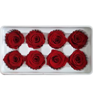 8pcs / boîte de haute qualité Préservé Fleurs Fleur Immortel Rose 5cm Diamètre Fête des Mères Cadeau Vie Éternelle Fleur Matériel Coffret Cadeau Y200104