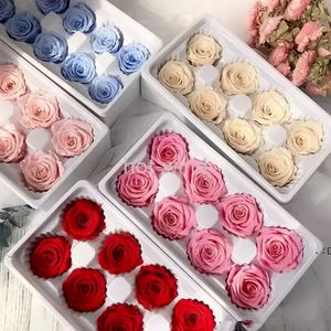 8pcs / box Haute Qualité Préservé Fleurs Fleur Saint Valentin Immortel Rose 5cm Diamètre Vie Éternelle Fleur Fête Des Mères Cadeau WHT0228