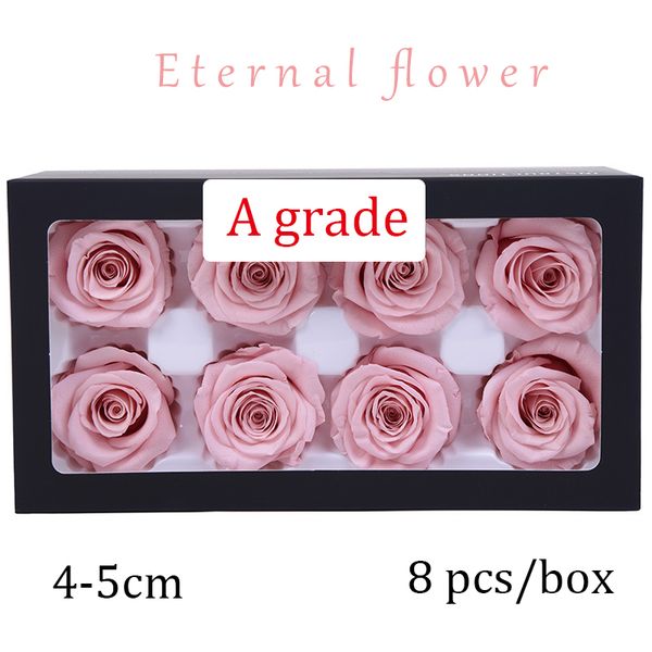 8pcs / boîte de haute qualité préservé rose boîte immortelle rose fleur bricolage matériau gros fleur fleur naturel fleur séché éternel a 210317