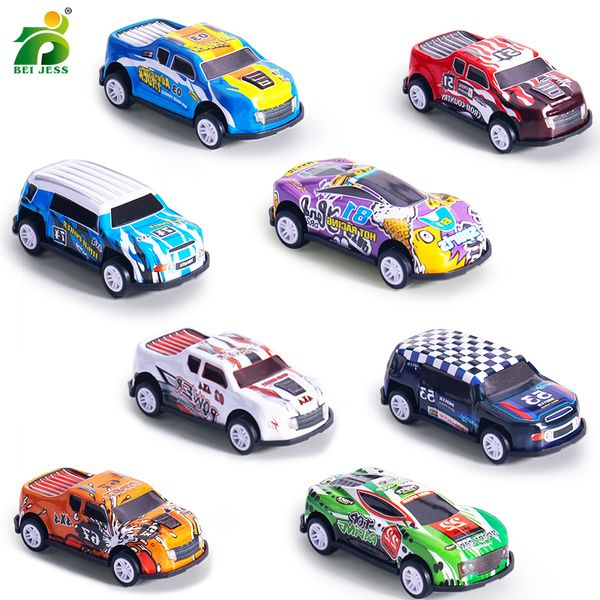 8 pièces voiture jouet pour enfants 1/64 enfants Miniature alliage moulé sous pression ensemble de course enfant en bas âge Eonal jeux modèle garçon cadeaux 220418