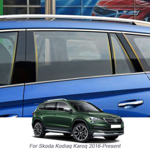 8 pièces autocollant de pilier central de fenêtre de voiture Film de protection anti-rayures en PVC pour Skoda Kodiaq Karoq Kamiq 2016-PresentAuto accessoires