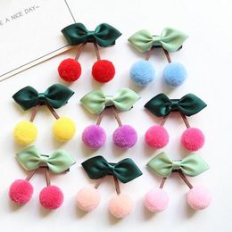 8 stks Cherry Girls Hair Clip Hair Bows Toddlers Girl Ribbon Haarspelden Volledig ingepakte Barrettes Kinderaccessoires