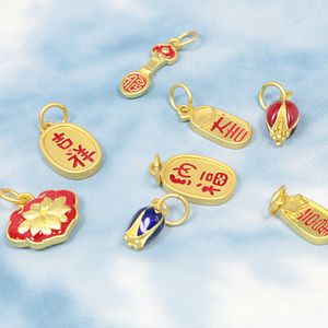 8 pièces Style chinois placer or cloisonné émail pendentif breloques bricolage fabrication de bijoux fournitures collier Bracelet cheville accessoires