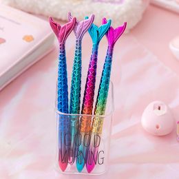 8stcs kleur zeemeermin pen schattige cartoon kenmerkende zwarte inkt gel pennen schoolbenodigdheden cadeau kawaii grappig kantoor stationair 0,5 mm