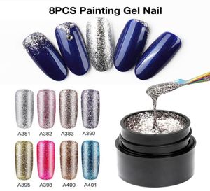 8pcs Diamond Nail Gel Vernissen Glitter LED UV Gel Polish Glanzende Pailletten Nagellak Semi Permanente Schilderen DIY Art7250134