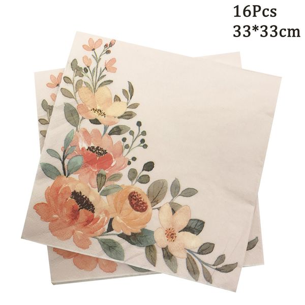 8pcs Flower Paper Plates Cups Napkins Dispostable Table Varelle Party Party Bridal Douche d'anniversaire Hawaiian Garden Party Supplies