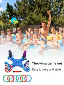 8 -stks lageerbare ring gooien speelgoedset haaien ring ring ring ring pool water speelgoed interactief game apparatuur familie float sportspeelgoed