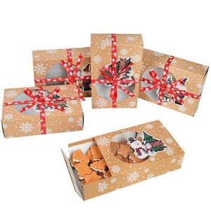 8 pièces papier Kraft biscuits de noël coffrets cadeaux père noël sacs cadeaux joyeux noël décorations pour la maison Navidad année 211108