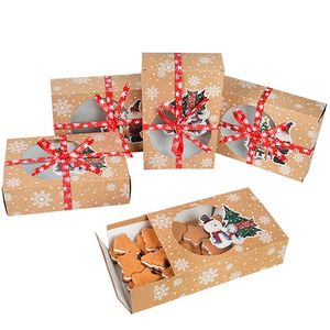 8 pièces papier Kraft biscuits de noël coffrets cadeaux père noël cadeaux sacs joyeux noël décorations pour la maison Navidad année 220420