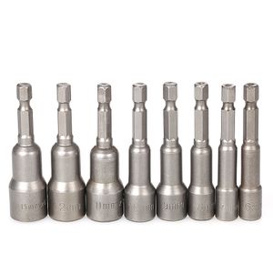 Freeshipping 8pcs / lot 6-13mm pneumatische sterke kracht magnetische moer driver bits set 65mm 1/4 