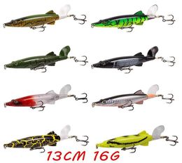 8 stks veel 8 kleuren gemengd 13 cm 16 g popper plastic hard aas kunstaas vishaken 6 bloed slot haak vishaken Pesca visgerei7746404