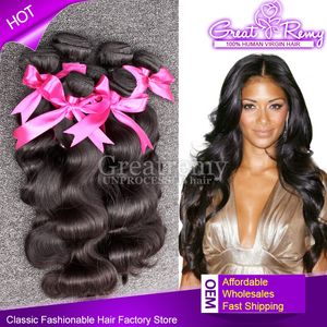 8 stks / partij Body Wave Braziliaanse Virgin Menselijk Haar Extensions Onverwerkte Natuurlijke Zwarte Maagd Haar Weave Inslag 8-30 inch Dyable voor Greatremy