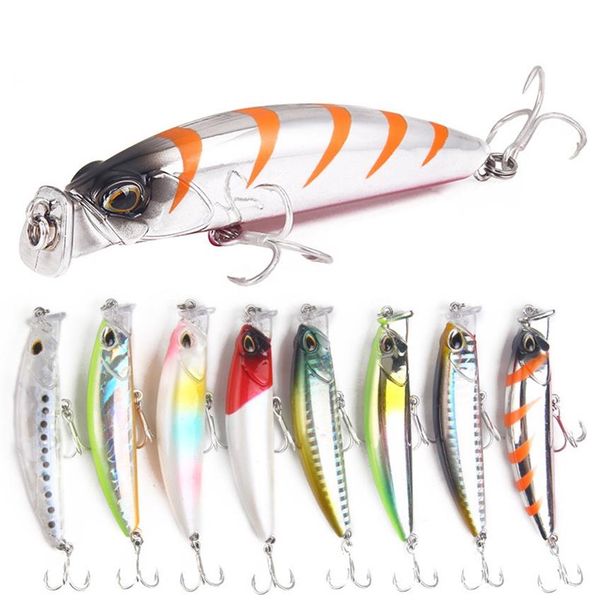 8pcs / lot Leurre de pêche Appât dur Carpe 8cm 10g Pêche Insectes d'eau douce Appât Faux Leurre Pêche Jerkbait Minnow Crankbait247Y