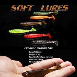 8 stks / partij JS80 Zachte Swimbait 3,7g / 80mm Plastic Worm Bass Artificial Jerkbait Aas Jig Fishing Lure voor Alabama Rig