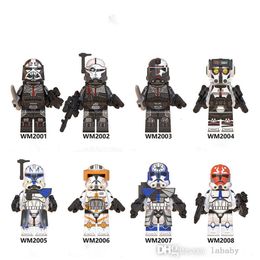 8 Unids / lote Minifig Bloques de Construcción Juguetes Guerras Espaciales Jesse Rex Los Soldados Clon Stormtroopers Mini Figuras Bloques de Juguete Educativos Accesorios