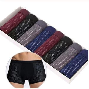 8pcs lot boxeurs grande taille hommes shorts en fibre de bambou caleçons homme cool confortable respirant boxer shorts sous-vêtements 266I