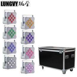 8 stks veel Met Flight Case 9x18 w RGBWA UV 6IN1 Batterij Aangedreven Draadloze DMX Stage Light Led Par Licht Uplight264y