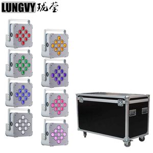 8 stkt veel met vluchtcase 9x18W RGBWA UV 6in1 batterij aangedreven draadloze DMX Stage Licht LED Par Light Uplight3044