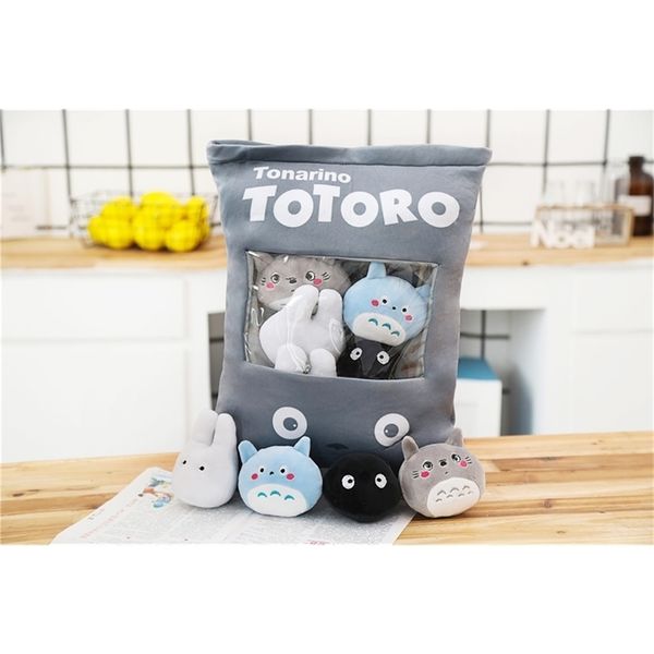 8pcs / lots 4 Designs Creative Peluches Totoro Snack Oreiller Poupées Farcies kawaii Mon Voisin Totoro Jouets pour Enfants Enfants Cadeaux 220425