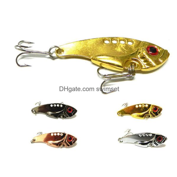 8pcs Metal vib Lares 5,5 cm / 11g Vibrations Spoon Lure Fishing Bait Bass Artificial Cicada Ambibe Drop Livrot Dhhdv