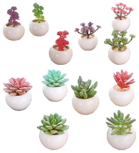 Succulentes créatives en céramique artificielles multi de couleur mises en pot avec l'usine de fleur pour la maison Jardin de mariage Table Calconies Décorations