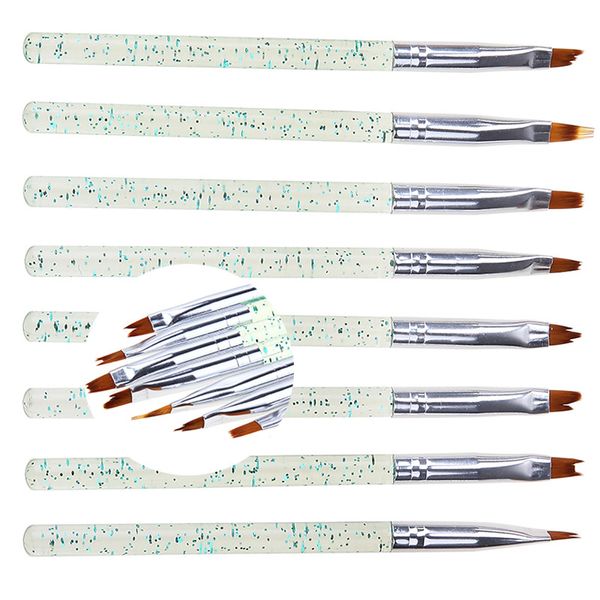 8 pcs Nail Art Pinceaux Ensemble Stylo En Forme De Lune Français Conseils Brosse Ensemble Pétale Fleur Gradient Fade Couleur Peinture Dessin Stylo Manucure Outil