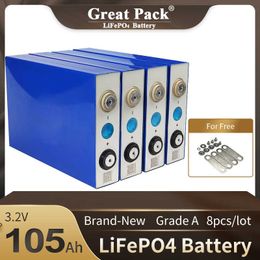 8 STKS Nieuwe Grade A 3.2 V 105AH LiFepo4 Batterij Mobiele Thuis Power Opslag DIY 100% Capaciteit Lithium-ijzerfosfaat Zonne-energie