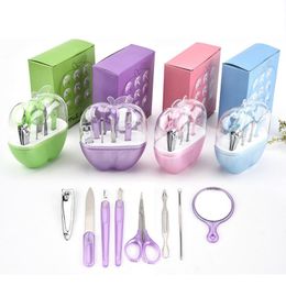 8 pièces nouveau ensemble de manucure outils de soin des ongles avec Mini doigt coupe-ongles limes de ponçage bloc tampon pédicure ensemble d'ongles