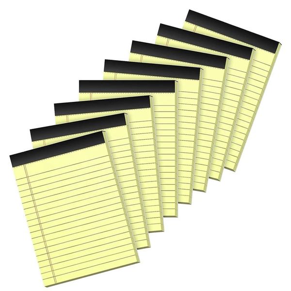 8 Uds. Blocs de notas de 85X11 pulgadas, libretas de escritura con rayas anchas, papel amarillo para la escuela y la Oficina 240329